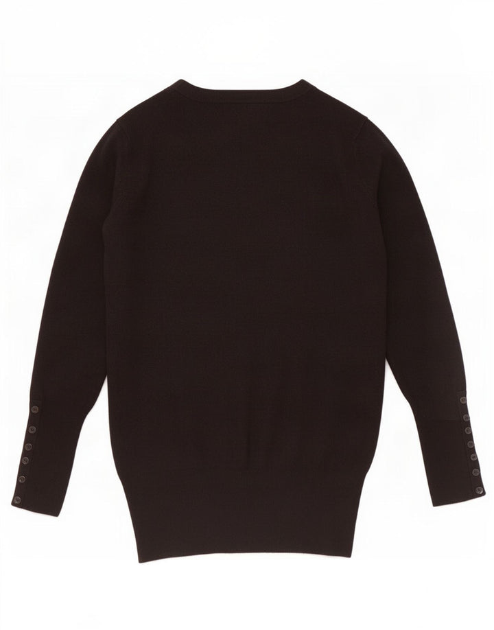 Suéter cardigã feminino Zara Reino Unido 12 médio preto rayon
