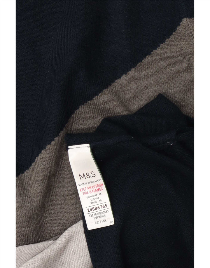Suéter feminino Marks & Spencer com gola redonda Reino Unido 14 grande cinza