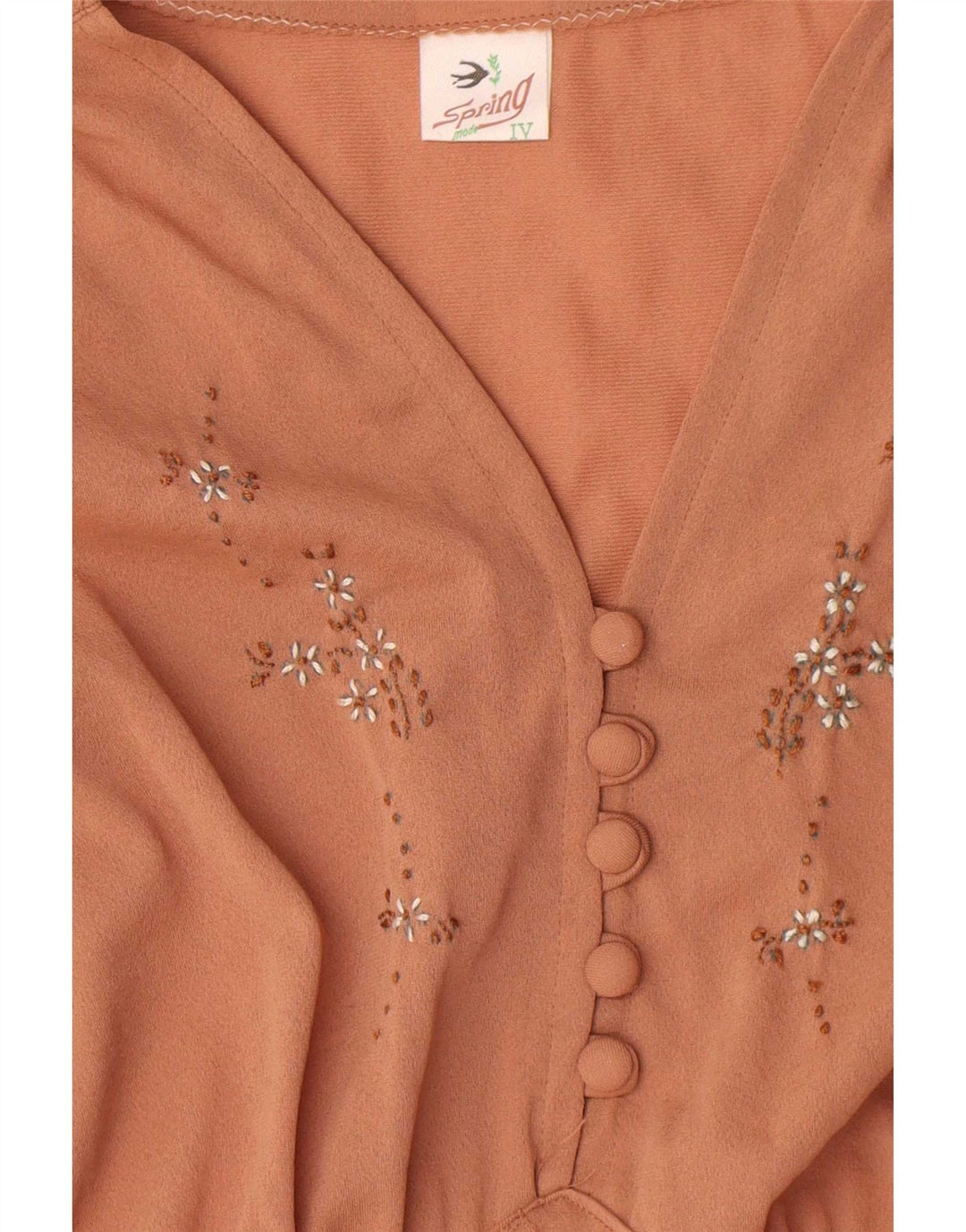 Vestido maxi feminino vintage UK 12 marrom médio