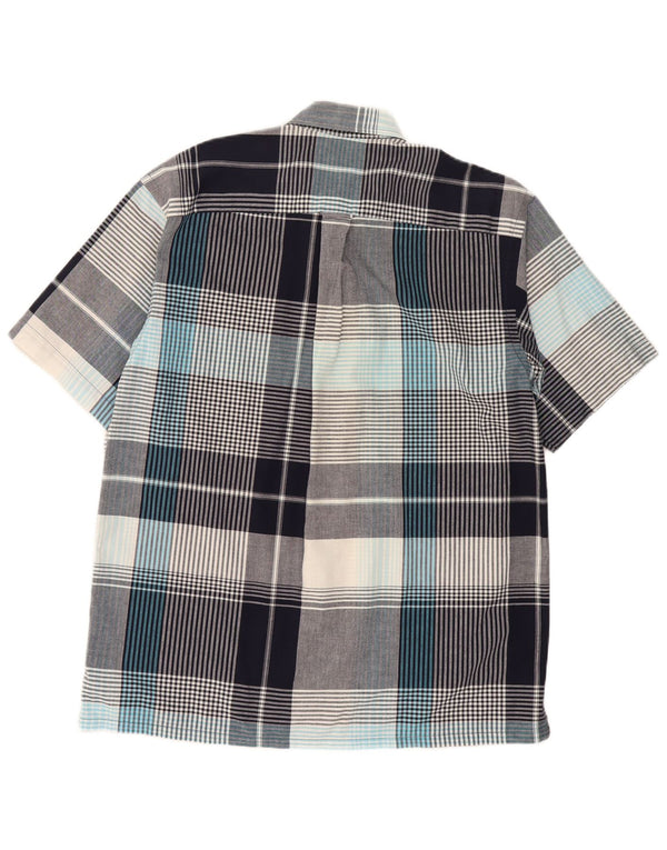 Camisa masculina Nautica de manga curta cinza médio algodão xadrez
