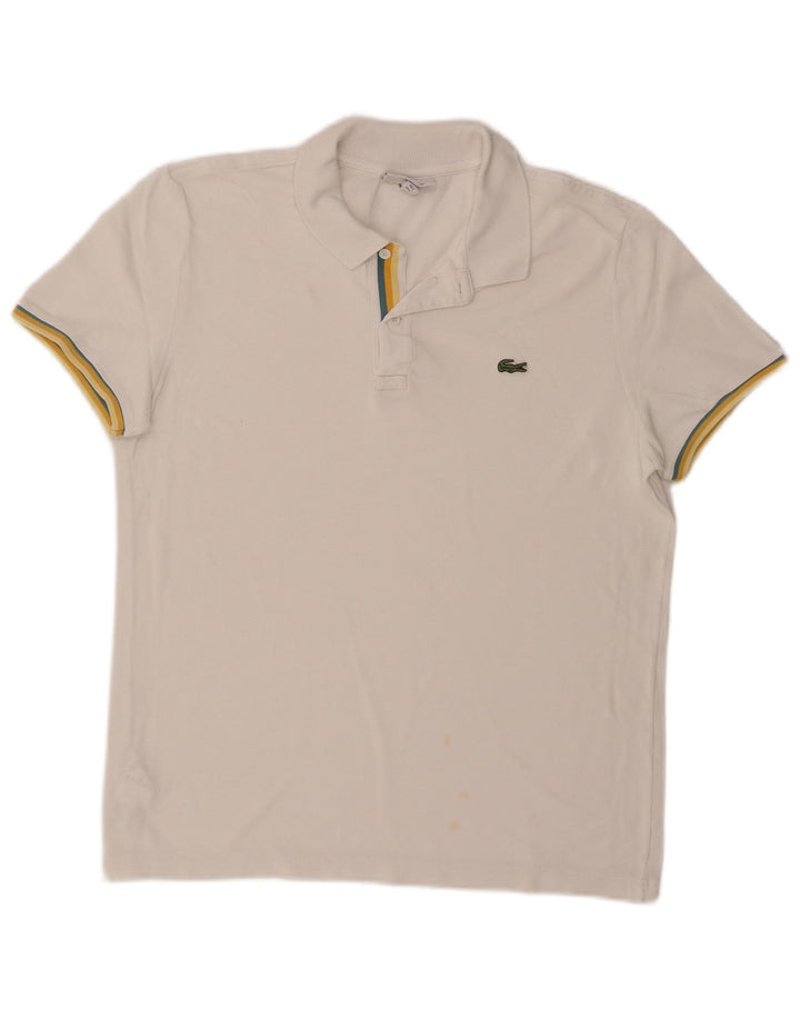 Camisa polo masculina Lacoste Slim Fit tamanho 5 grande algodão branco