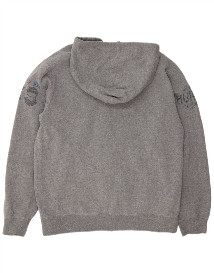 Suéter masculino Hurley com capuz e zíper gráfico poliéster manchado cinza médio