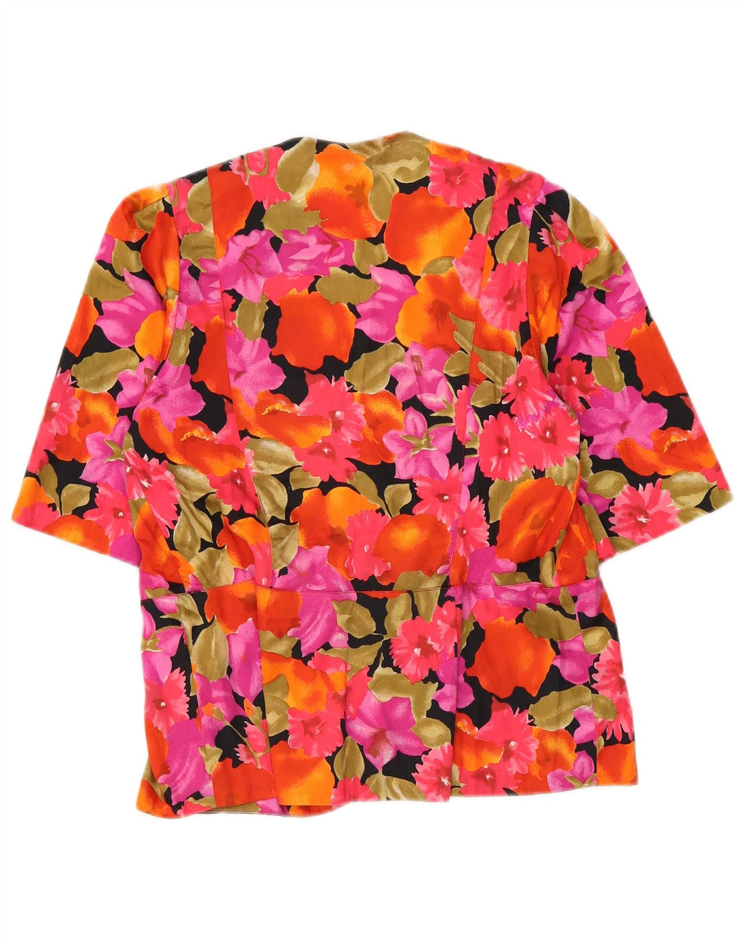 Blusa feminina vintage manga curta IT 45 média floral multicolorida