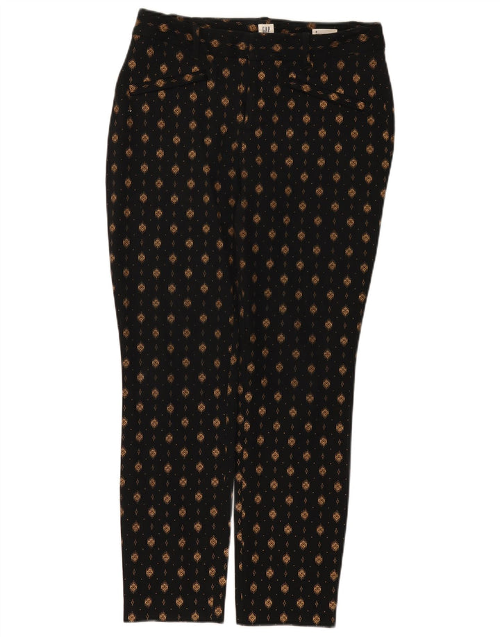 Calça feminina casual com estampa abstrata curvilínea Gap US 6 médio W26 L27 preta