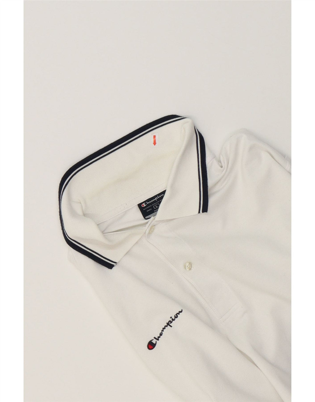 CHAMPION Mens Polo Shirt Large White Cotton Vintage Champion and Second-Hand Champion from Messina Hembry 