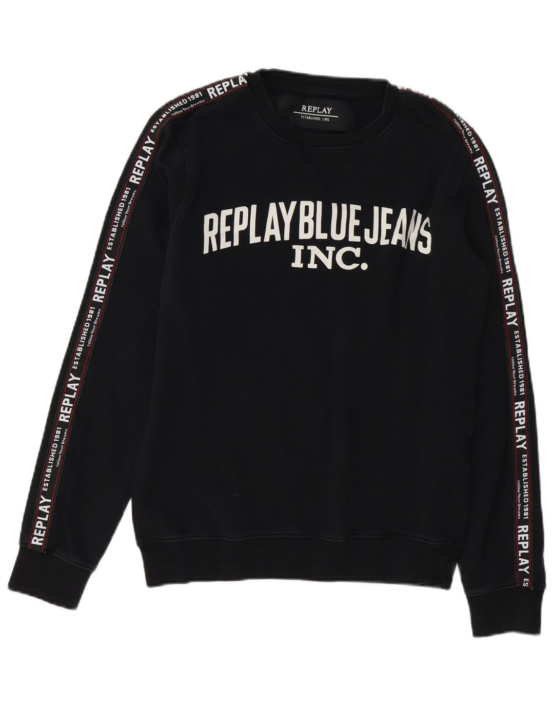 REPLAY moletom gráfico masculino jumper médio algodão preto