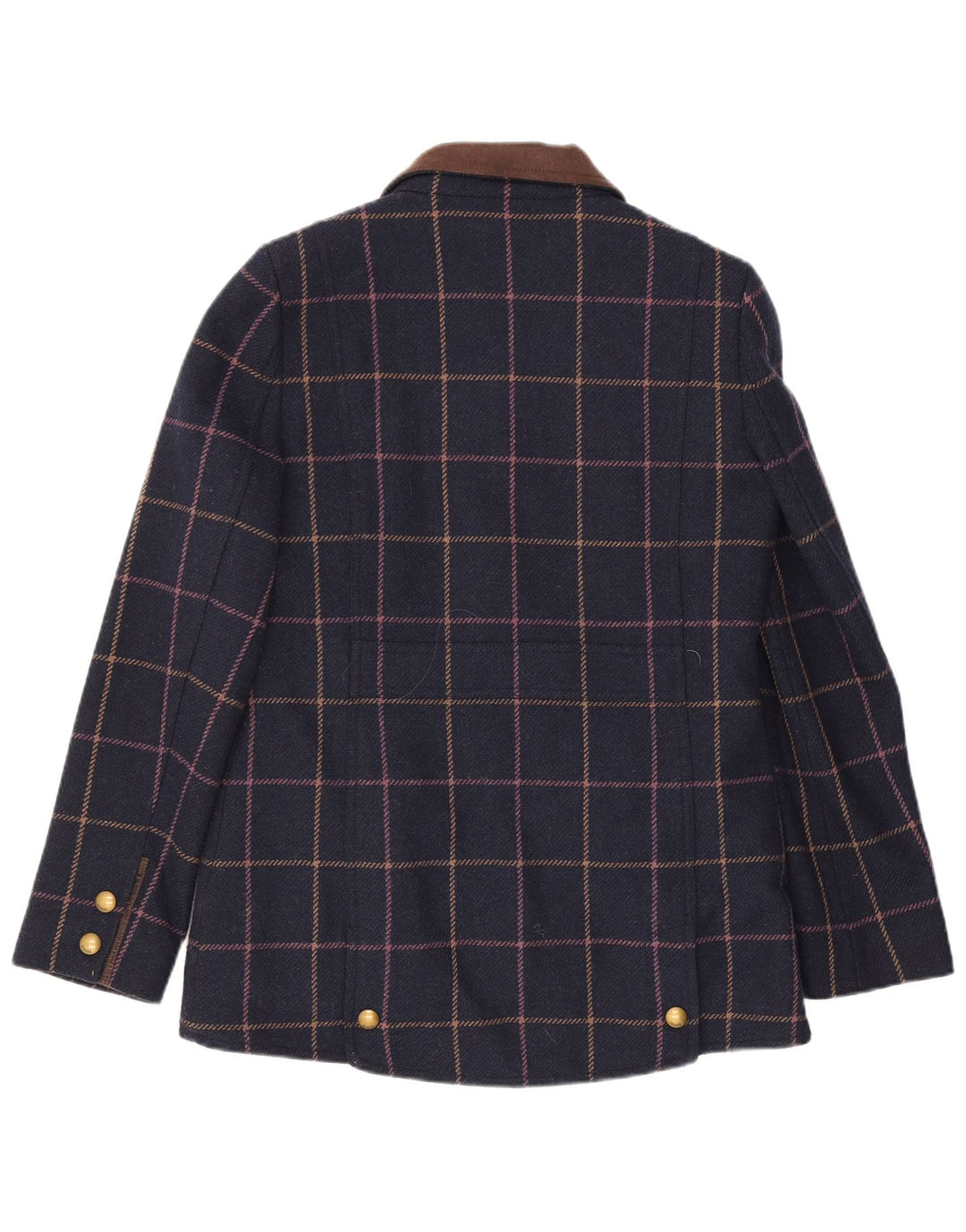 Jaqueta bomber feminina Joules UK 12 lã xadrez azul marinho médio