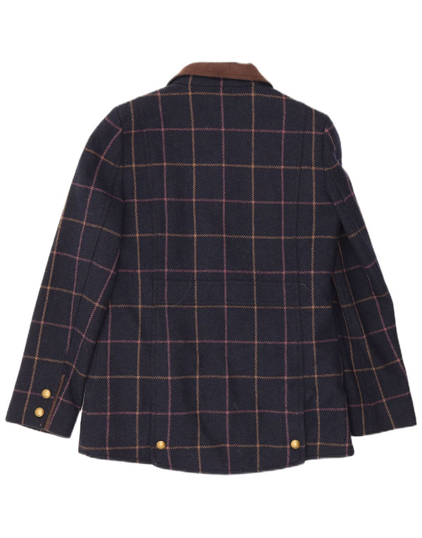 Jaqueta bomber feminina Joules UK 12 lã xadrez azul marinho médio