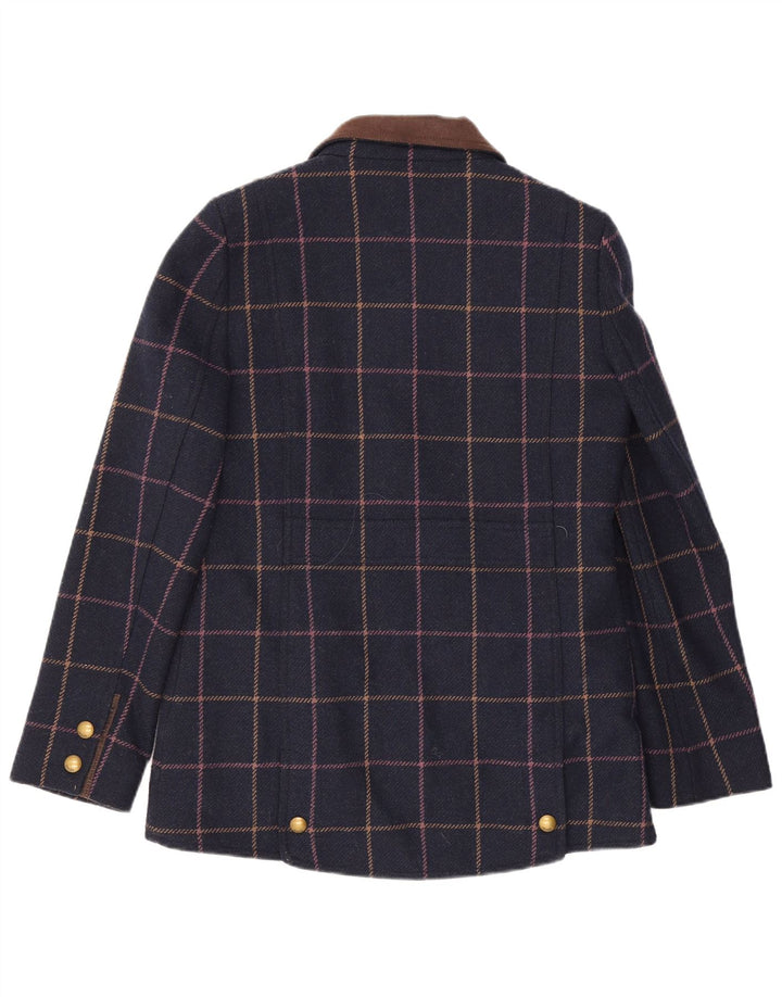 Jaqueta bomber feminina Joules UK 12 lã xadrez azul marinho médio