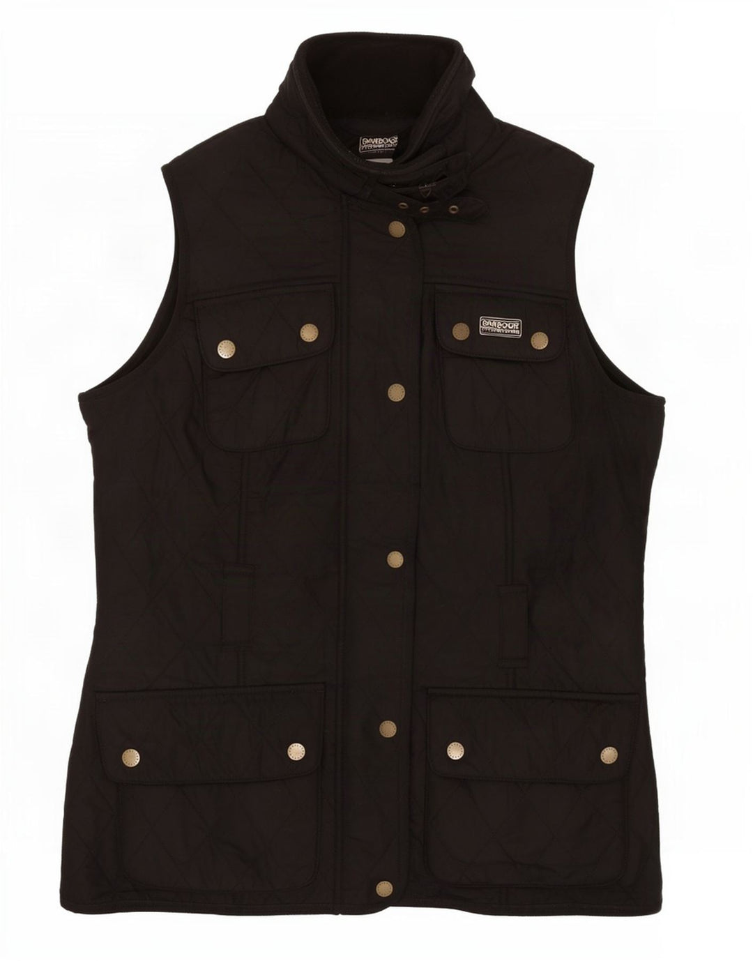 Gilet acolchoado grande feminino Barbour UK 10 pequeno poliéster preto