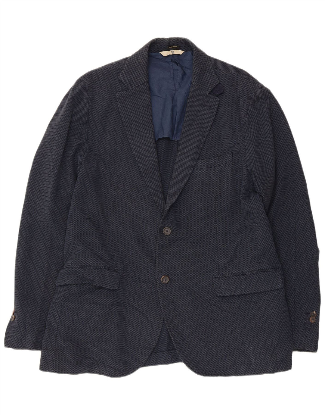 Jaqueta blazer masculina Massimo Dutti com 2 botões UE 52 grande azul marinho geométrico