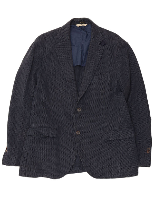 Jaqueta blazer masculina Massimo Dutti com 2 botões UE 52 grande azul marinho geométrico