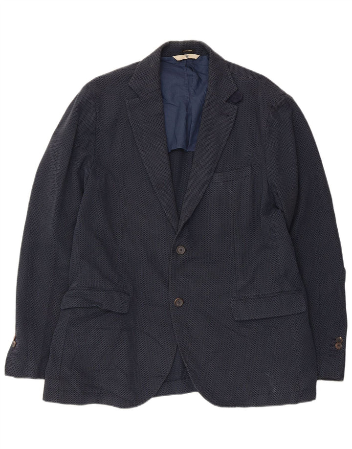 Jaqueta blazer masculina Massimo Dutti com 2 botões UE 52 grande azul marinho geométrico