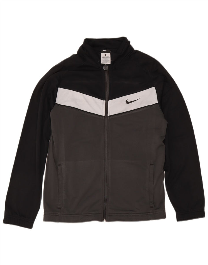 Jaqueta de treino Nike Boys 12-13 anos grande cinza colorblock poliéster