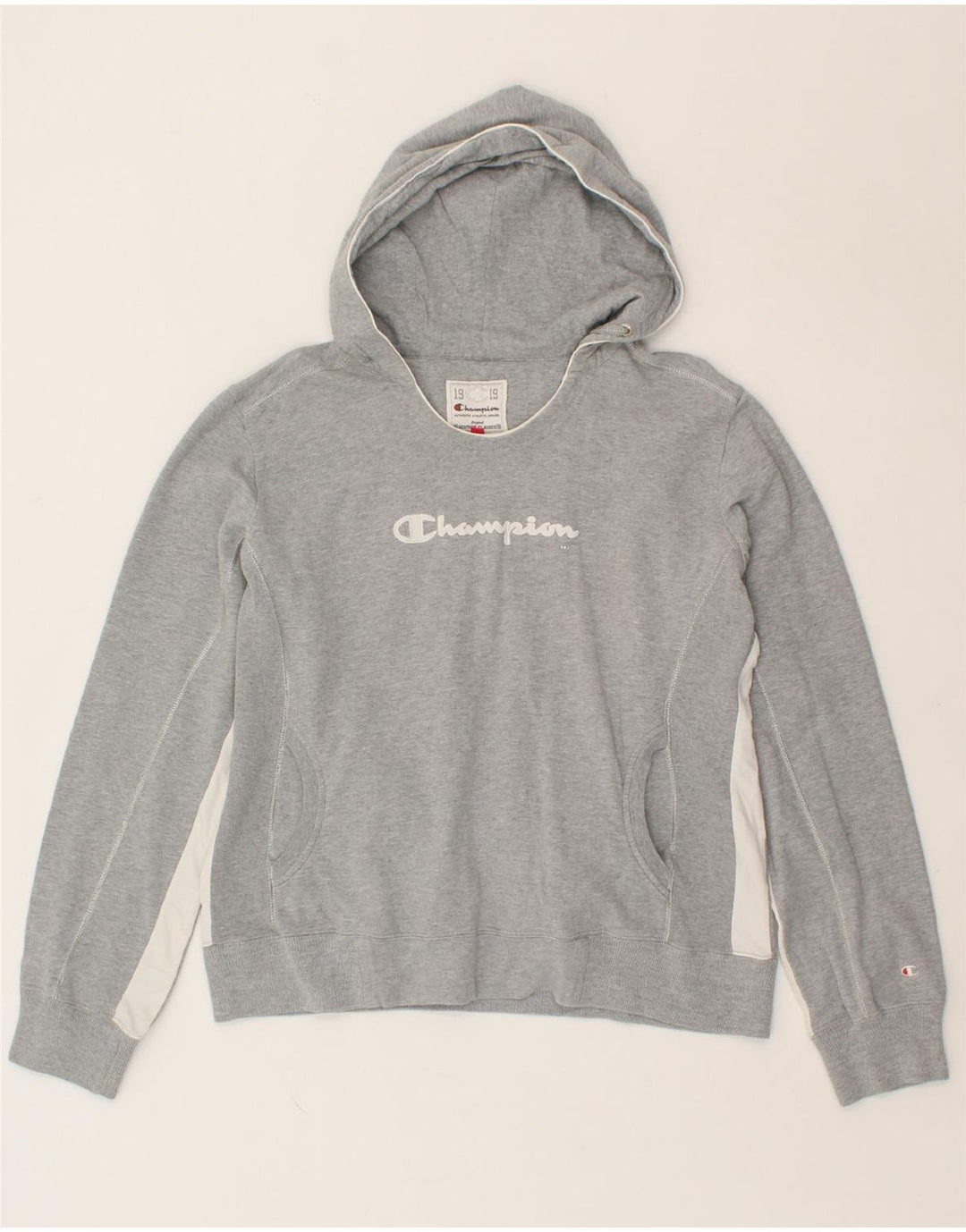 CHAMPION Womens Heritage Classics Graphic Hoodie Jumper UK 18 XL Grey Vintage Champion and Second-Hand Champion from Messina Hembry 
