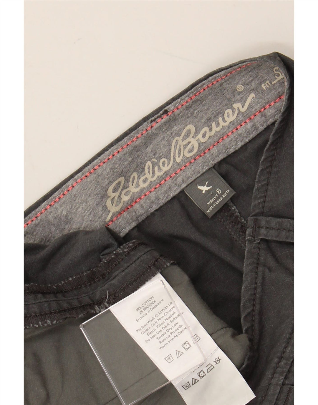 EDDIE BAUER Shorts Chino feminino US 8 médio W32 algodão cinza