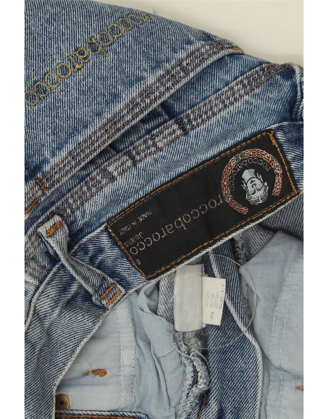 Saia jeans feminina Roccobarocco W33 grande algodão azul