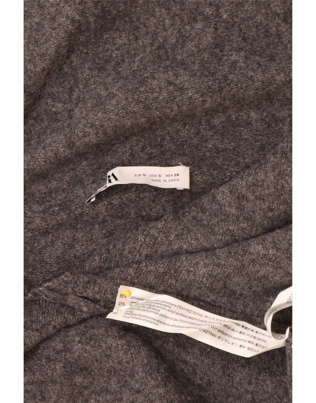 Suéter feminino Zara com gola xale grande e tamanho UK 10 poliéster cinza pequeno