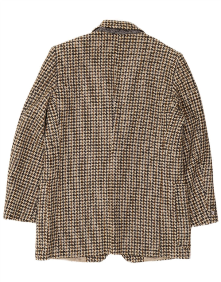 Jaqueta blazer masculina de 2 botões Repórter IT 48 lã houndstooth marrom médio