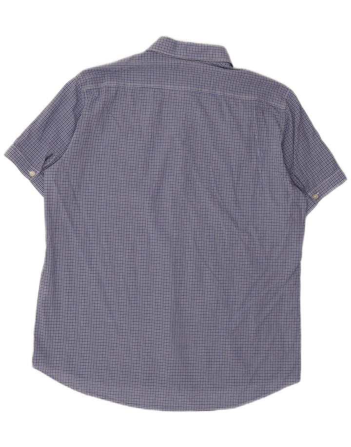 Camisa masculina Carrera manga curta regular fit XL azul algodão guingão