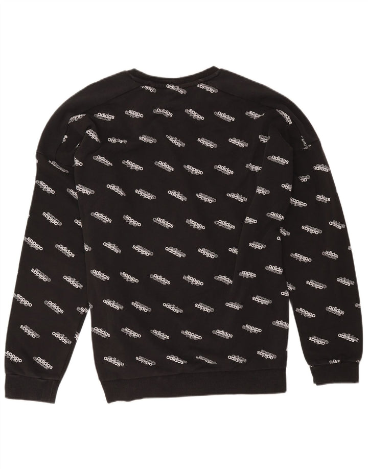 Adidas Mens Graphic Moletom Jumper Grande Algodão Preto