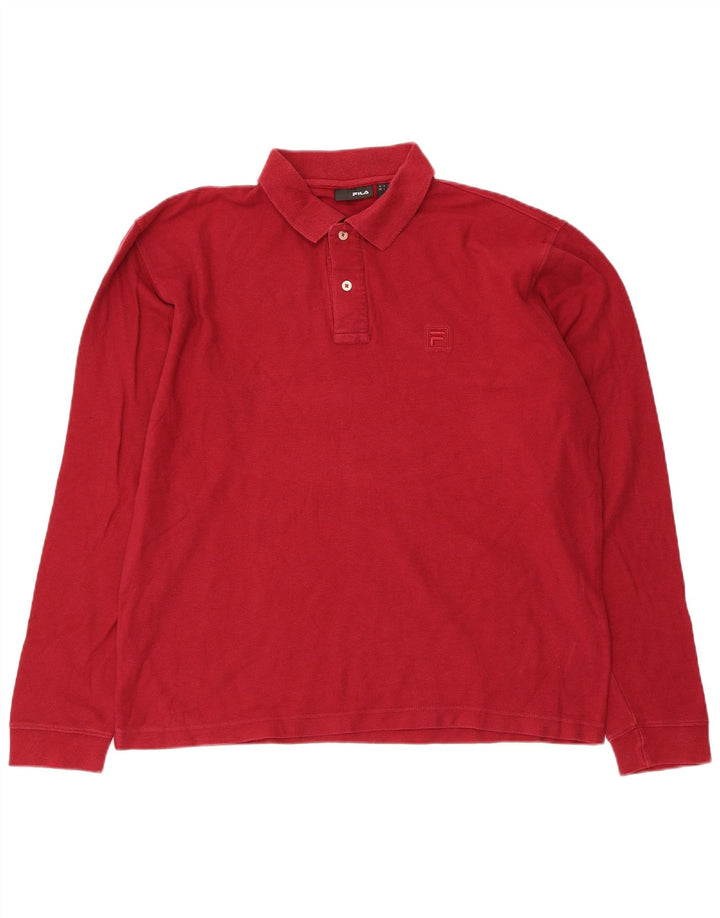 Camisa polo masculina Fila de manga comprida grande vermelha