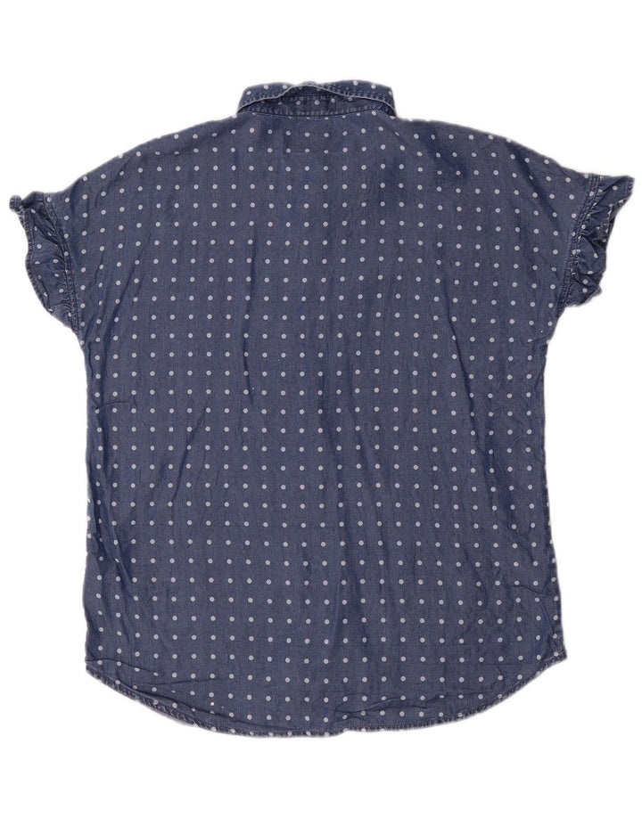 Blusa feminina de manga curta Dack's Reino Unido 14 bolinhas azul marinho médio