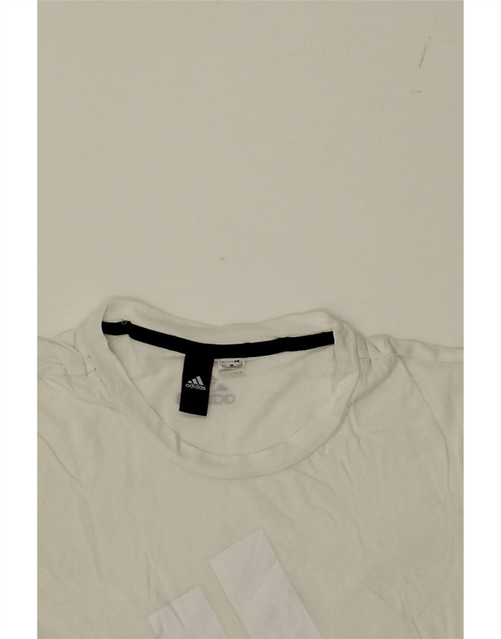 ADIDAS Girls Graphic T-Shirt Top 13-14 Years White Cotton Vintage Adidas and Second-Hand Adidas from Messina Hembry 