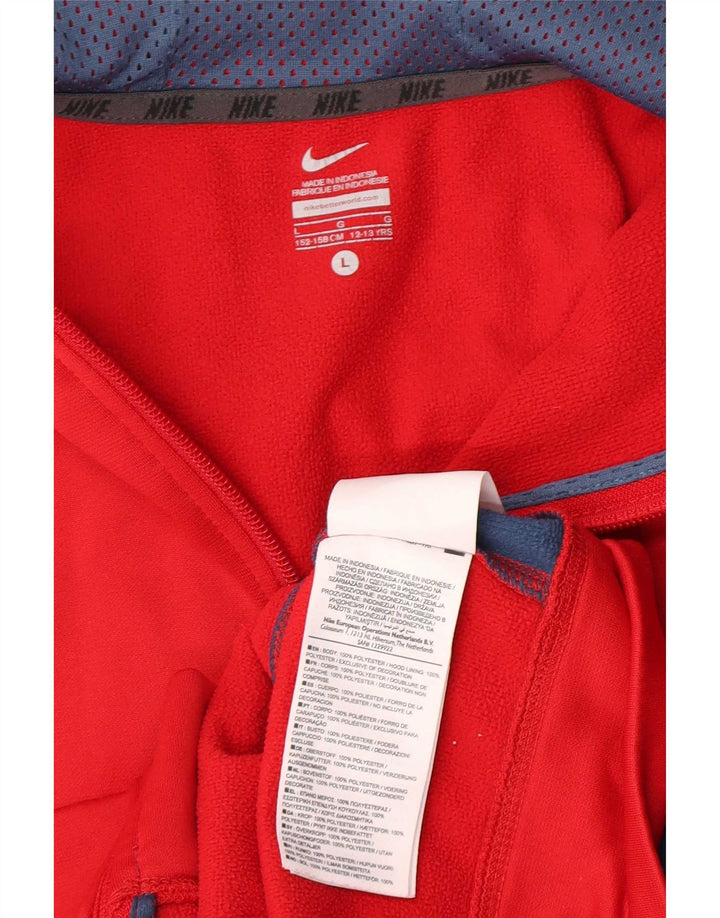 Suéter Nike Boys Zip com capuz 12-13 anos grande vermelho colorblock poliéster