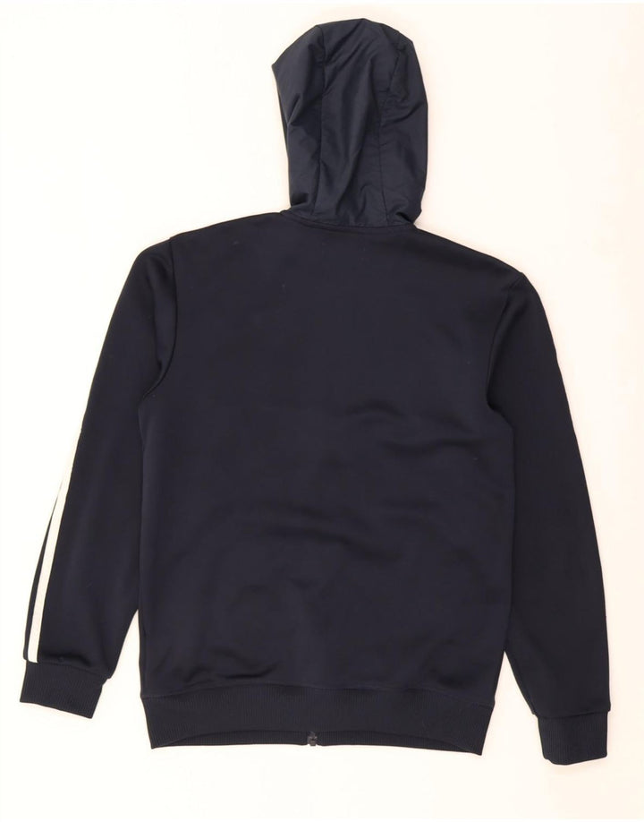 Adidas masculino zip moletom com capuz pequeno poliéster azul marinho