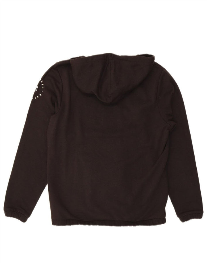 FILA Suéter com capuz gráfico masculino pequeno preto