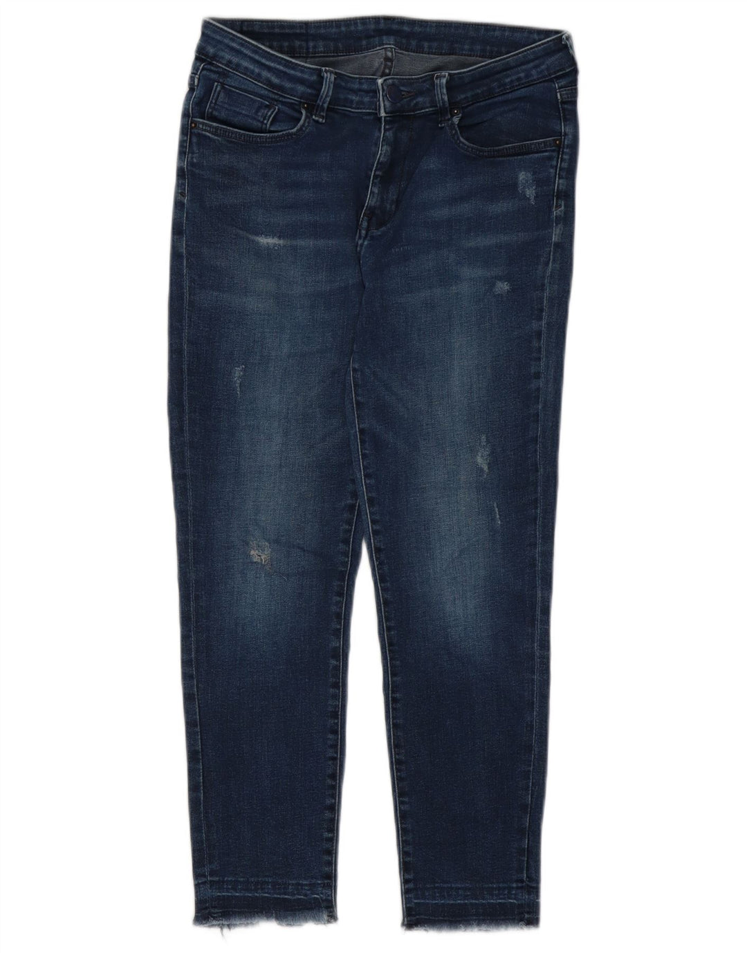 Zara Calça Jeans Feminina Slim Cortada W28 L24 Azul Marinho