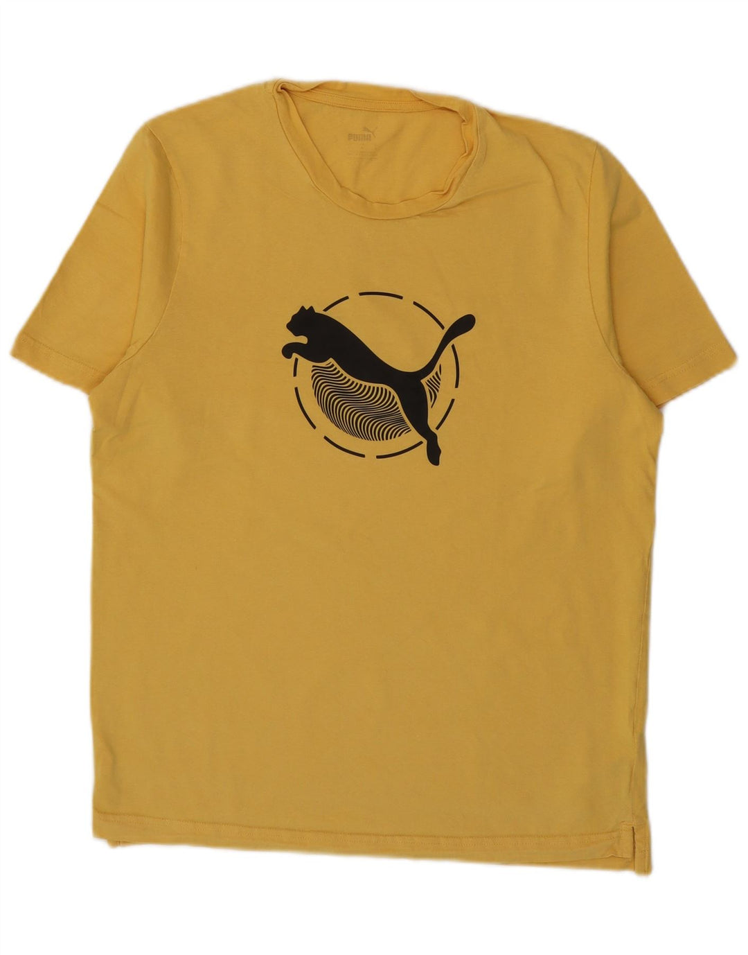 Puma Mens Graphic T-Shirt Top Grande Algodão Amarelo