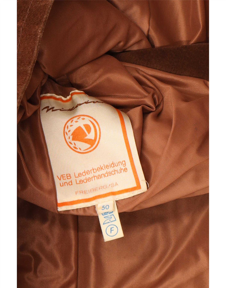 Sobretudo de camurça vintage masculino EU 50 grande couro marrom