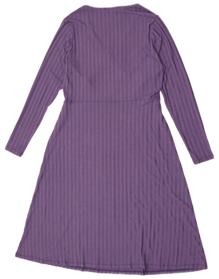 Vestido feminino Marks & Spencer A-Line Reino Unido 14 listrado roxo médio