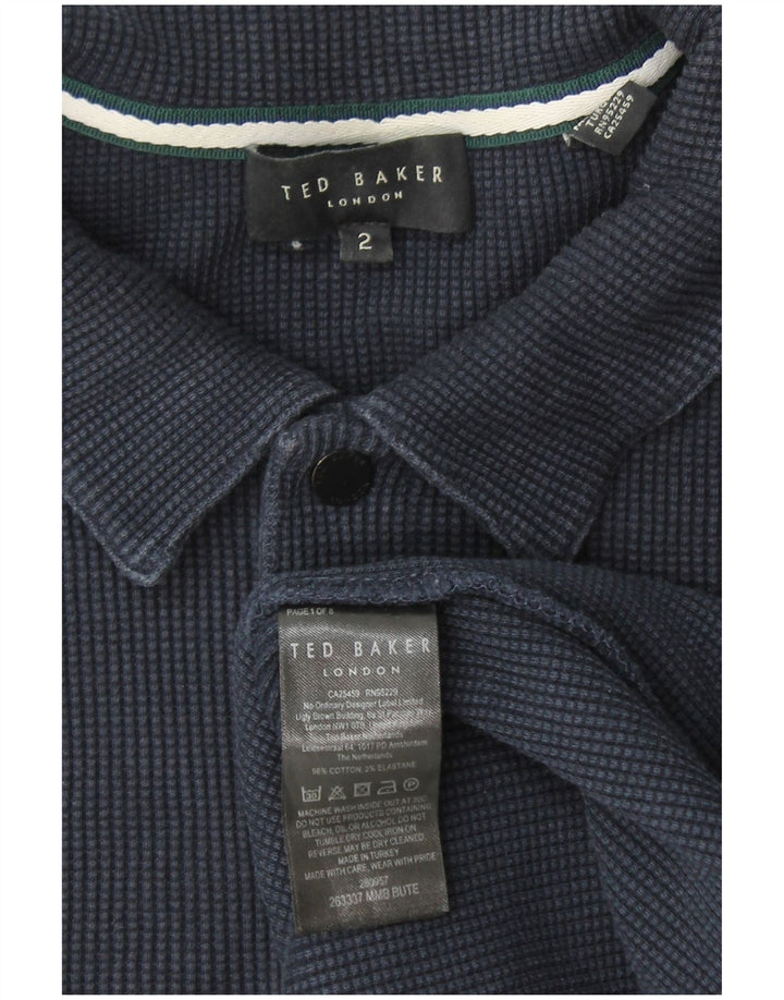 Camisa polo masculina TED BAKER tamanho 2 pequeno algodão azul marinho