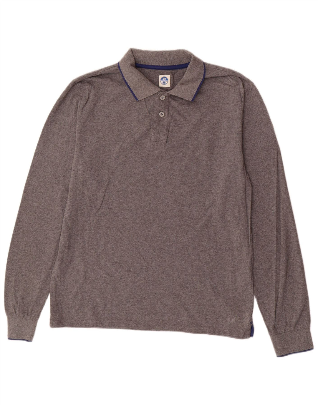 Camisa polo masculina de manga comprida North Sails grande algodão cinza