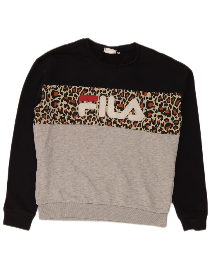 Fila Womens Graphic Sweatshirt Jumper UK 10 Pequeno Multicolorido