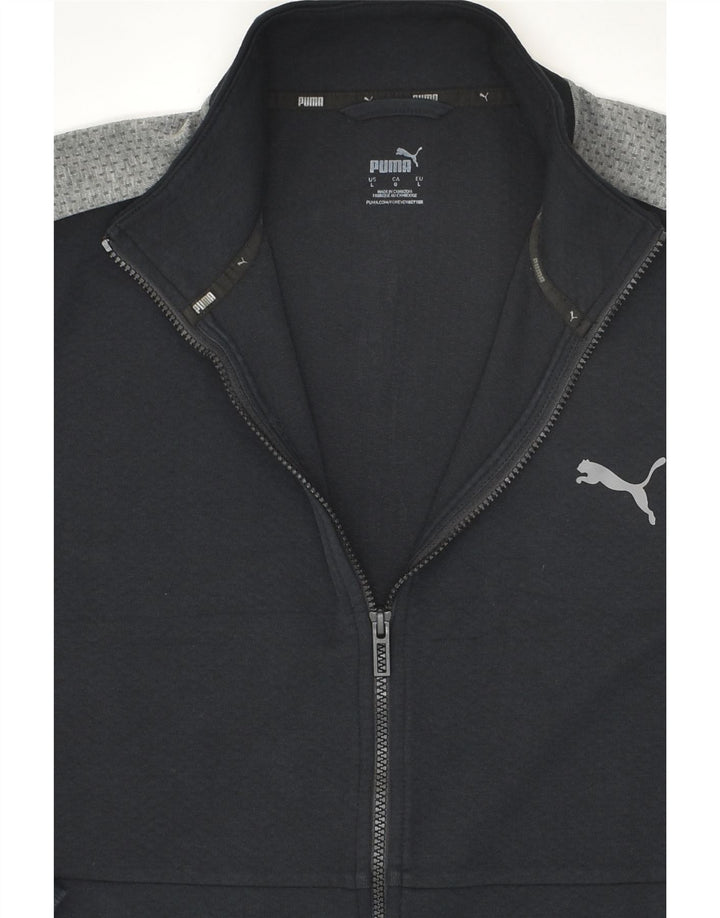 PUMA Mens Graphic Tracksuit Top Jaqueta Grande Algodão Colorblock Preto