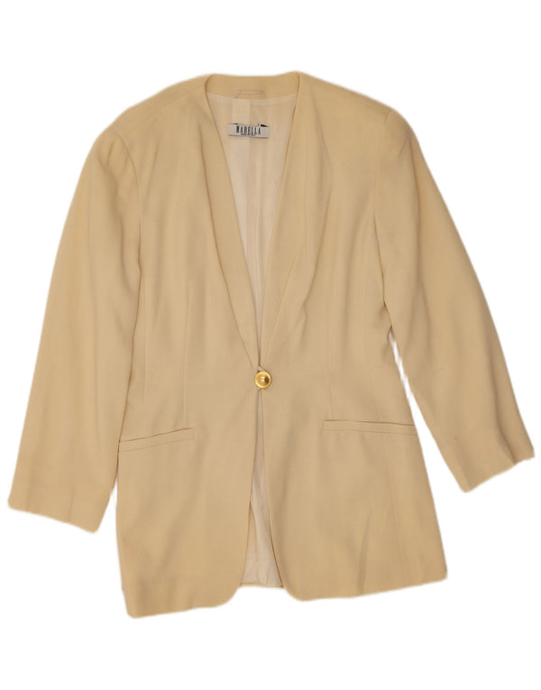 Jaqueta blazer feminina Marella com 1 botão Reino Unido 12 lã nova amarela média