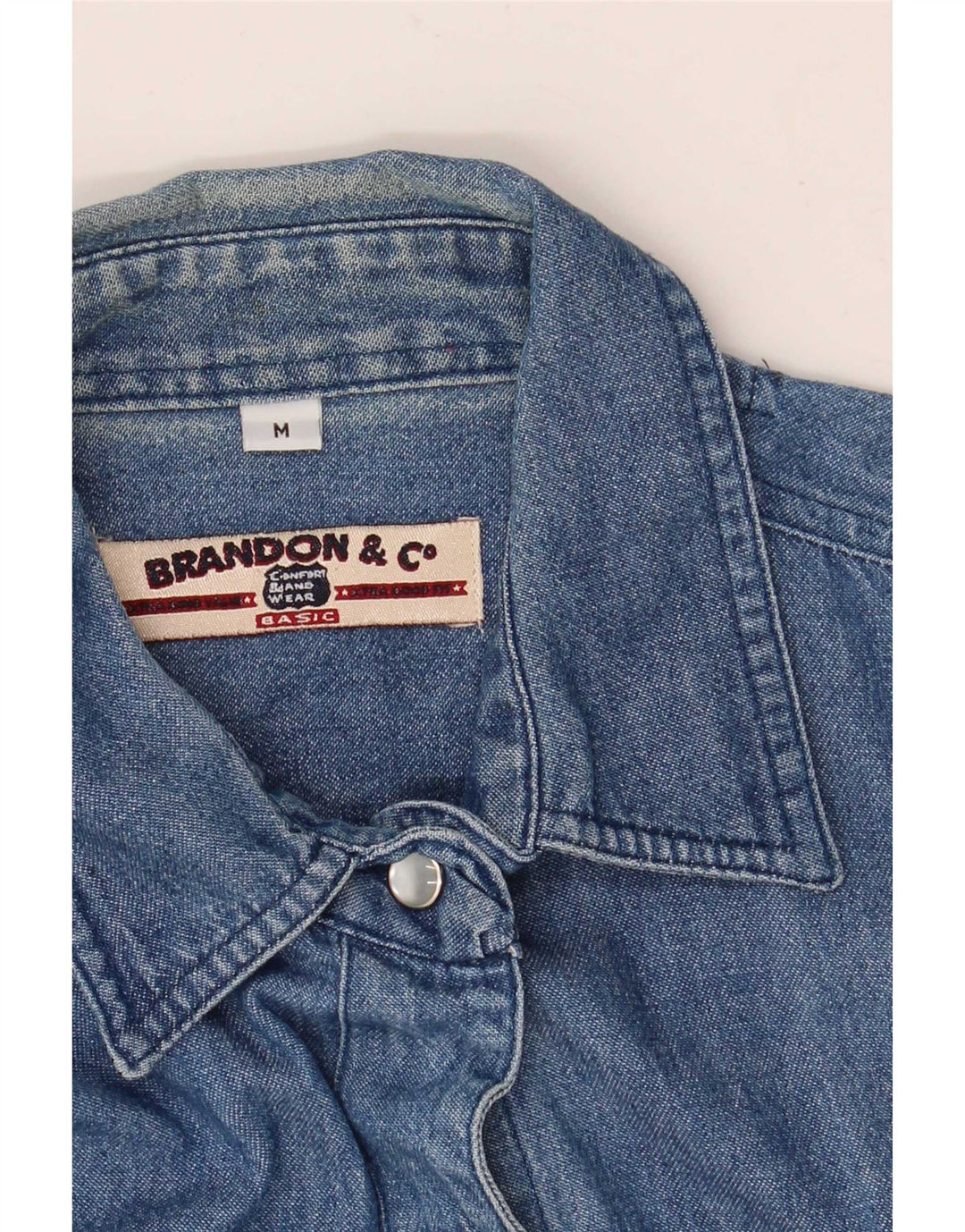 Camisa jeans feminina sem mangas Brandon & C Reino Unido 14 azul médio