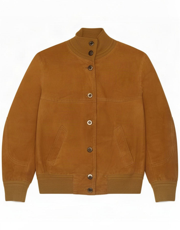 Jaqueta bomber feminina de camurça vintage IT 46 marrom grande