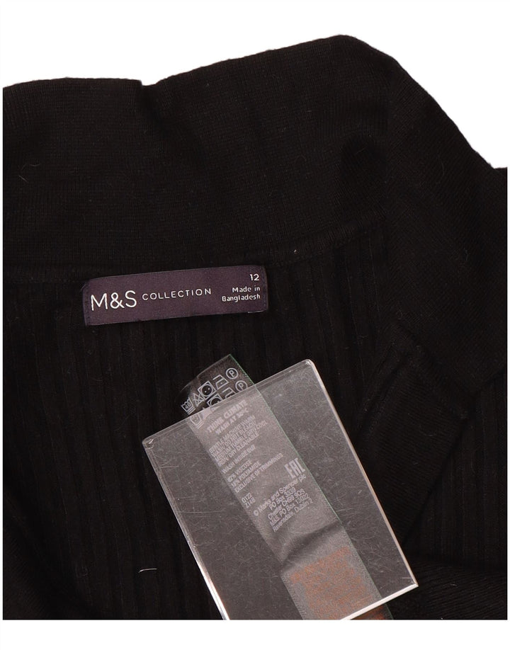 Suéter feminino Marks & Spencer com gola polo e viscose preta média Reino Unido 12