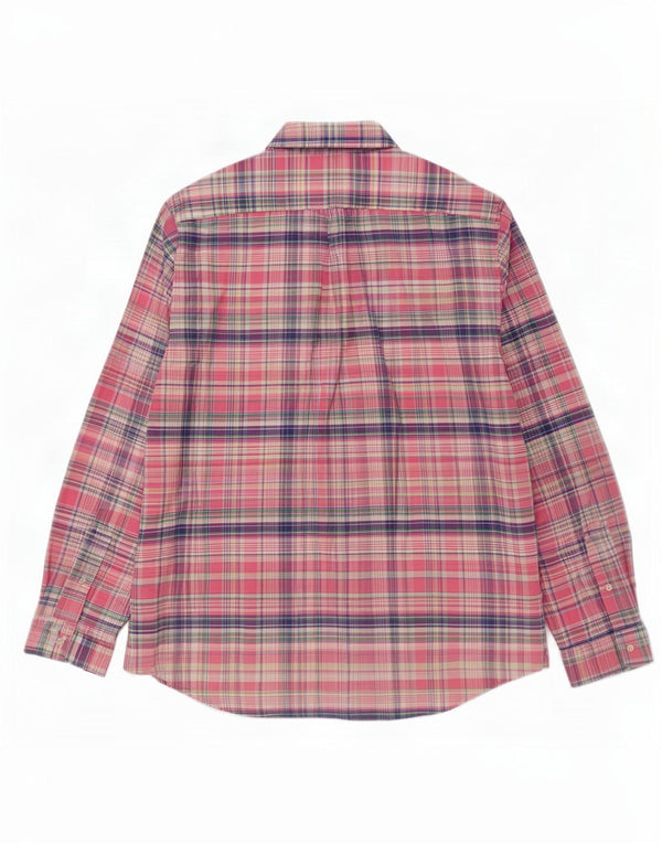 Polo Ralph Lauren Camisa masculina grande de algodão xadrez rosa