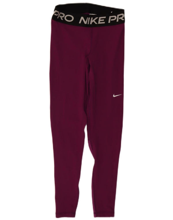 Leggings femininas Nike Dri Fit Graphic UK 8 pequeno bloco colorido roxo