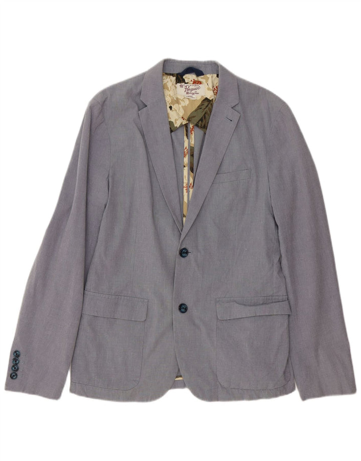 Jaqueta blazer masculina Penguin com 2 botões Reino Unido 36 algodão azul pequeno