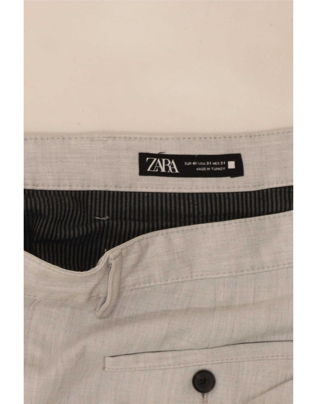 Zara Mens Slim Chino Calças EU 40 Médio W31 L28 Cinza