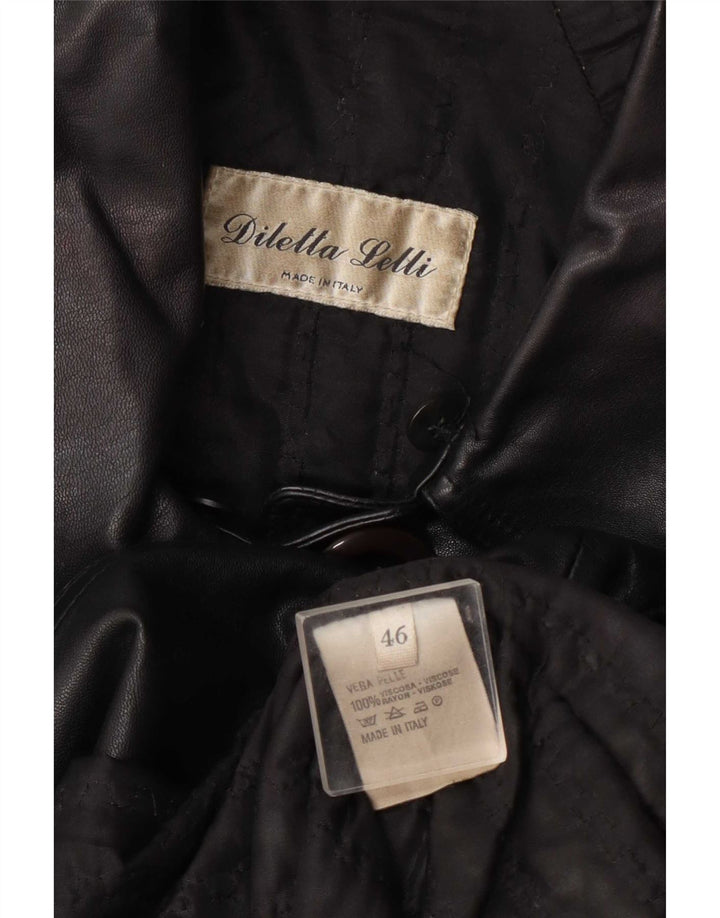 Casaco de couro feminino Diletta Lelli IT 46 grande preto
