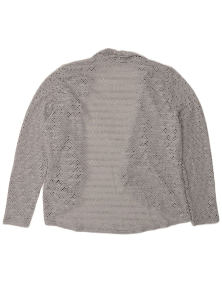 Top de cardigã aberto feminino Oasis UK 12 poliéster cinza médio