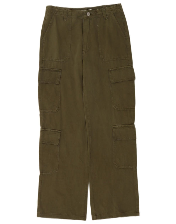 Zara Calça Cargo Feminina Solta Fit EU 36 XS W26 L30 Verde